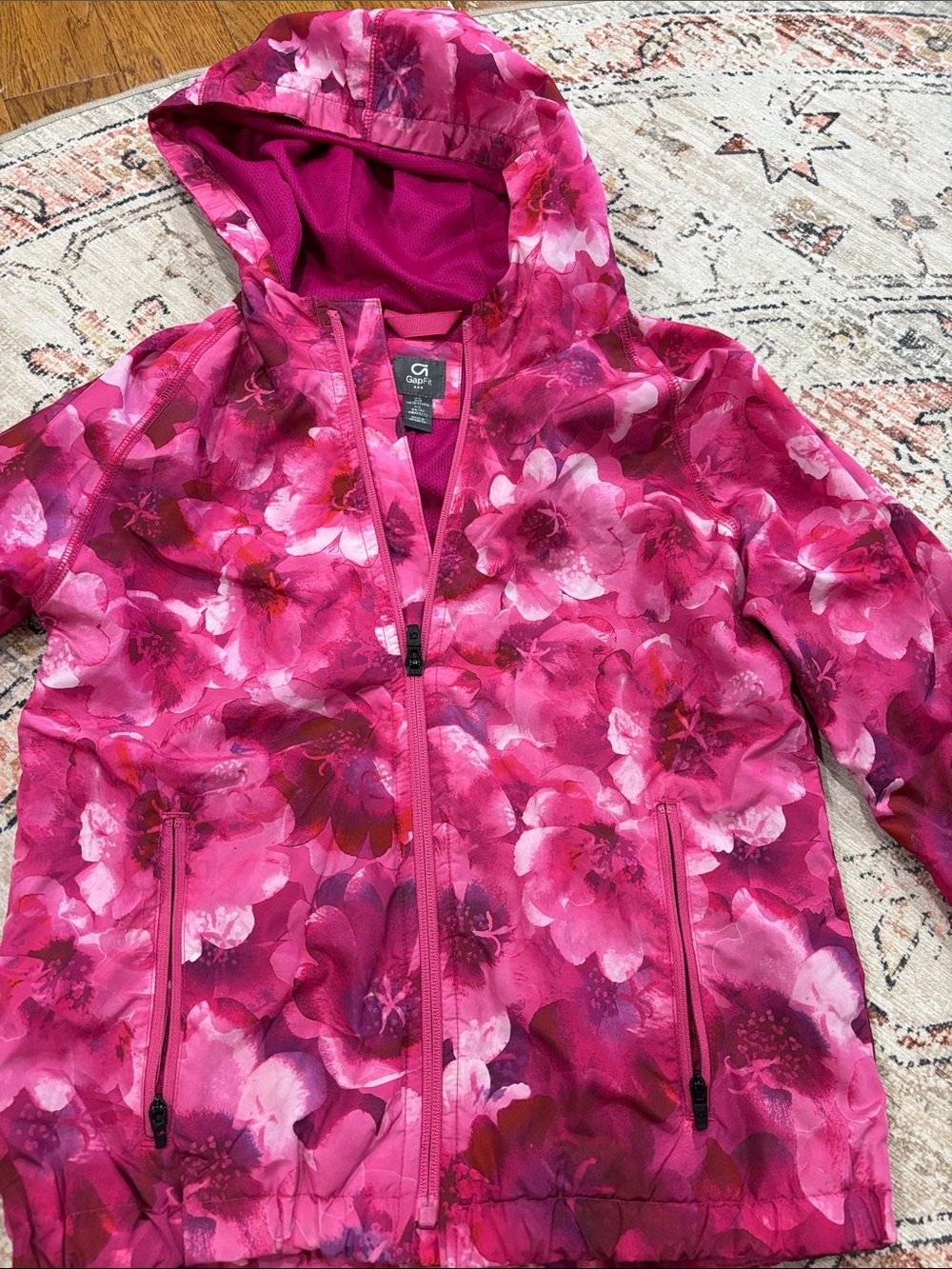 GAP Girls Pink Floral Hooded Raincoat